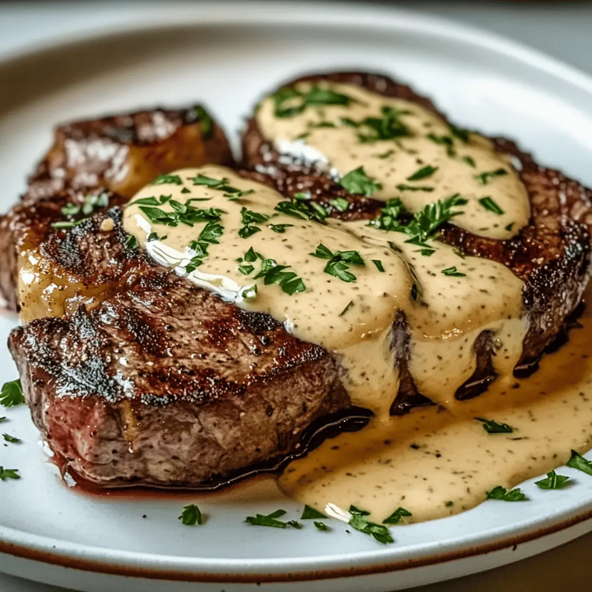 Juicy Steak with Creamy Garlic Sauce