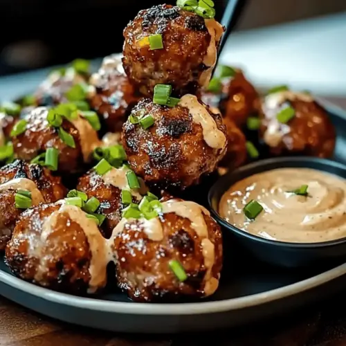 Korean BBQ Meatballs with Spicy Mayo Dip