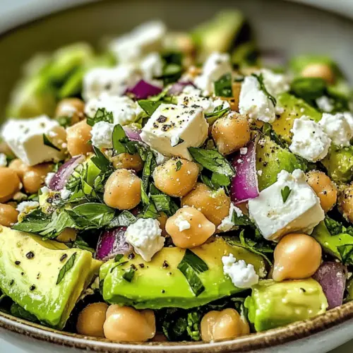 Chickpea Feta Avocado Salad