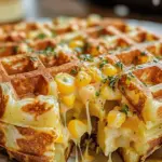 Crispy Cheddar Corn Potato Waffles