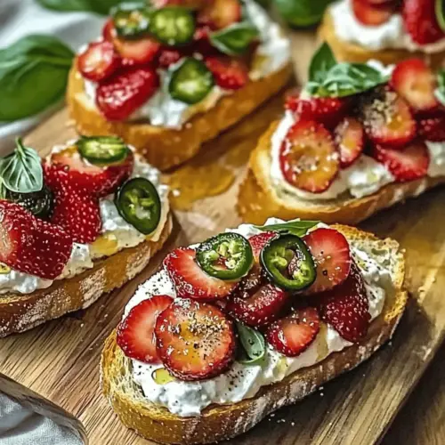 Strawberry Jalapeno & Cream Cheese Crostini