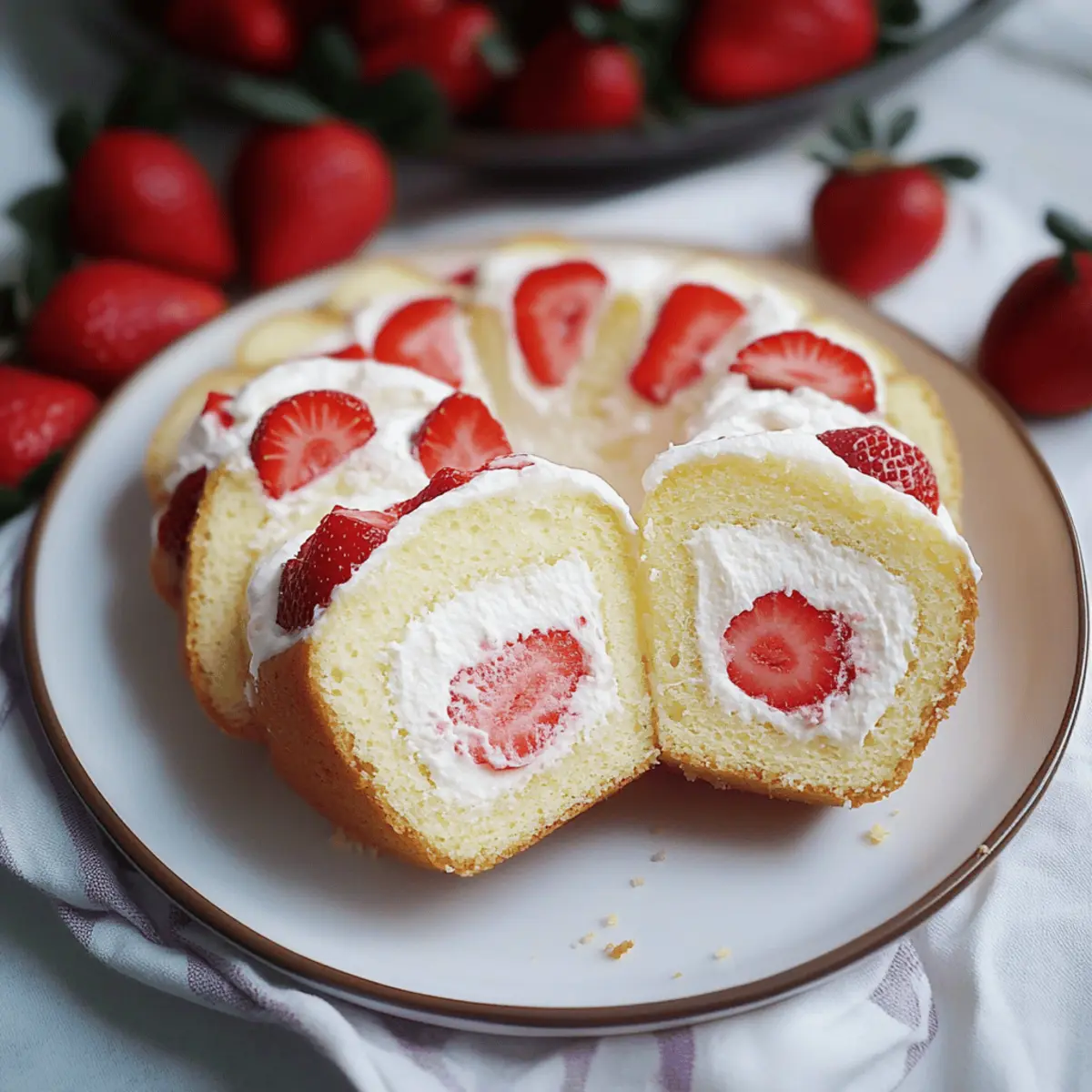 Fresh Strawberry and Cream Japanese Cake Roll