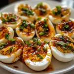 Spicy Chili Garlic Deviled Eggs