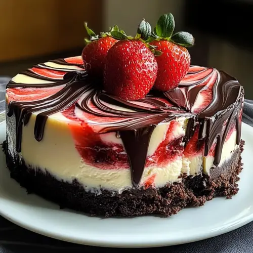Chocolate Strawberry Swirl Cheesecake