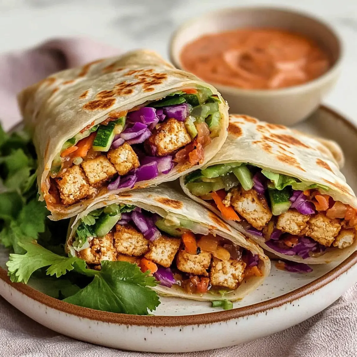 Maple Hoisin Shredded Tofu Wraps