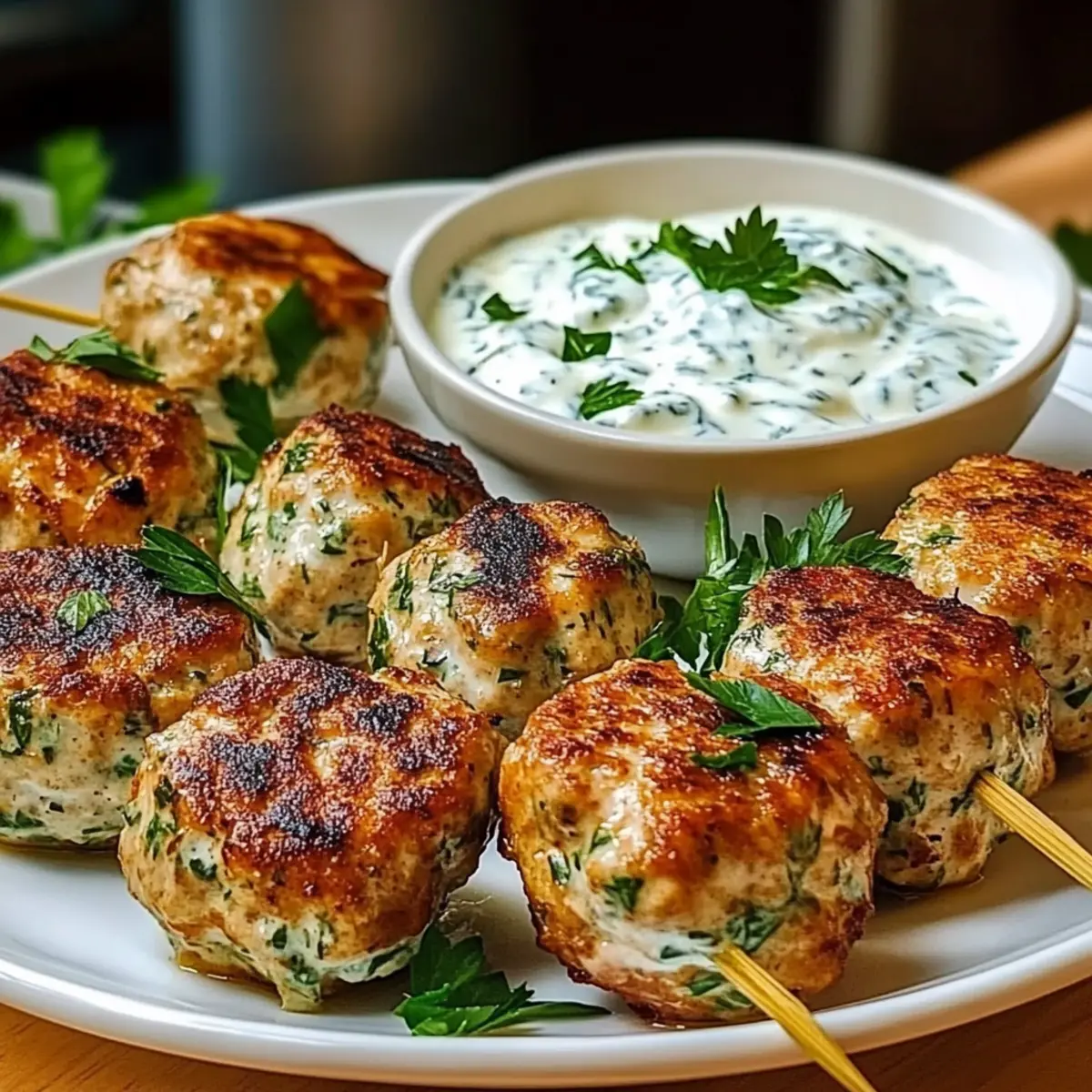 Chicken Kofta Garlic Yogurt Sauce