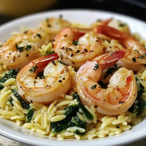 Lemon Garlic Shrimp with Spinach Orzo