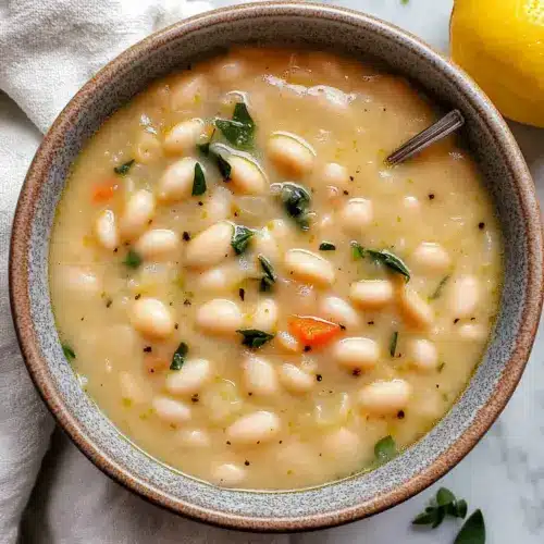 Greek White Bean Soup With Garlic & Lemon