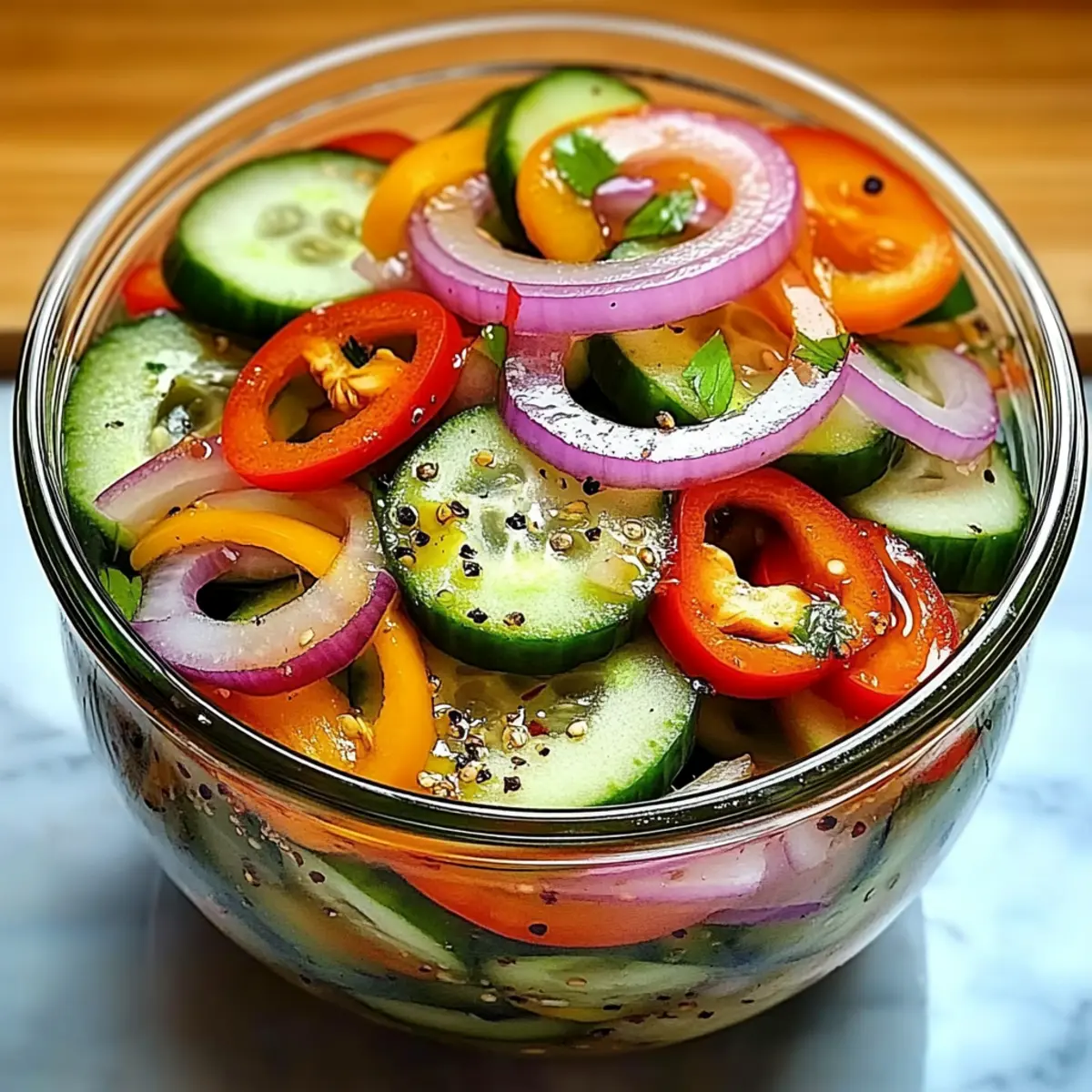 Pickled Cucumber, Onion, and Bell Pepper Salad