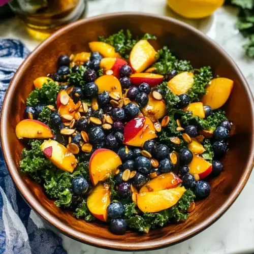 Summer Peach Blueberry Kale Salad