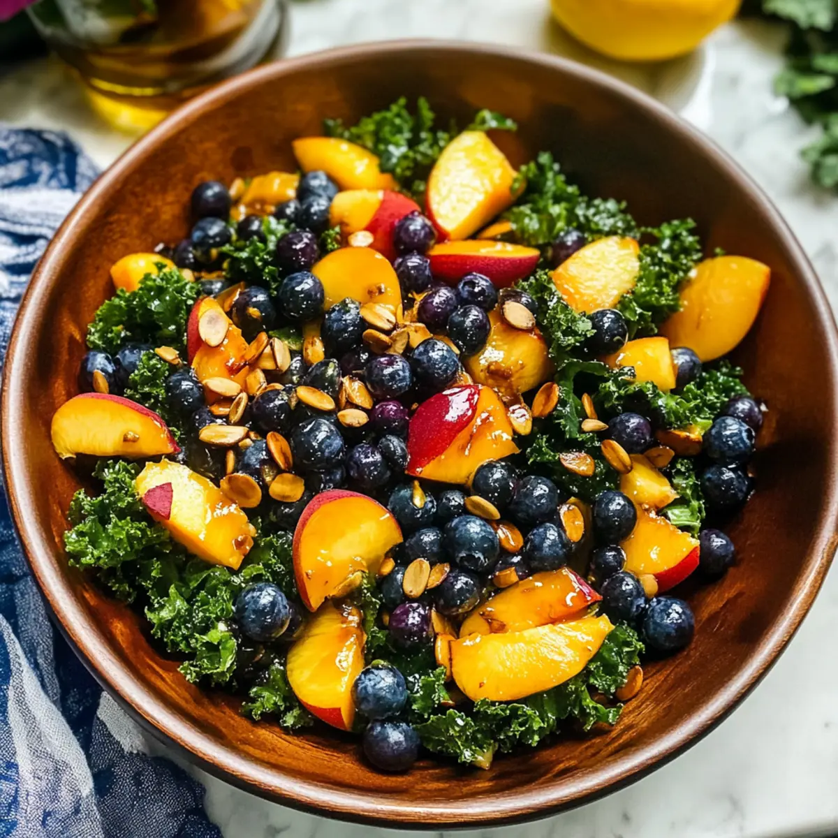 Summer Peach Blueberry Kale Salad