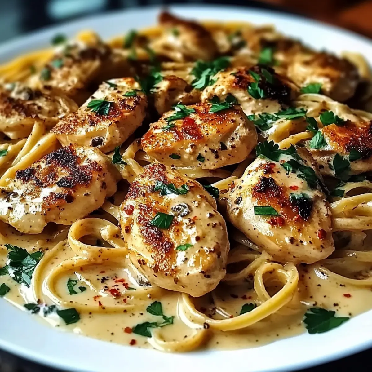 Cajun Chicken and Garlic Parmesan Linguine