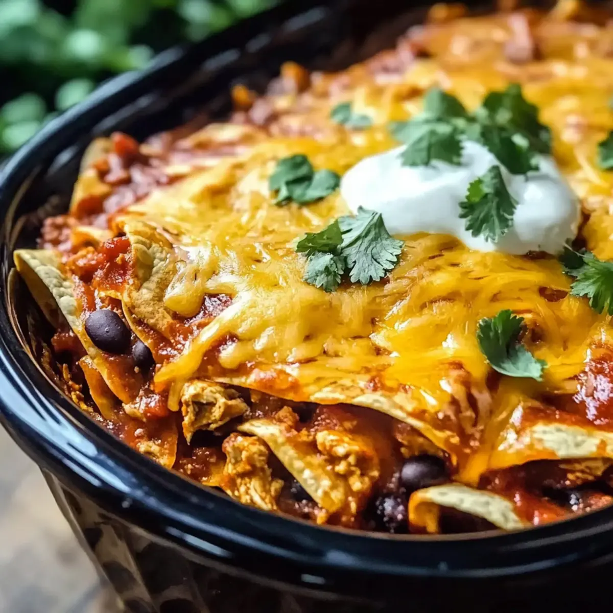 Crockpot Chicken Enchilada Casserole