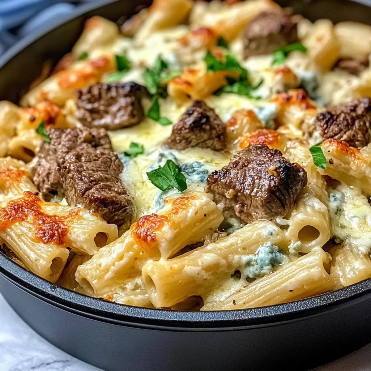 Steak & Blue Cheese Rigatoni Bake