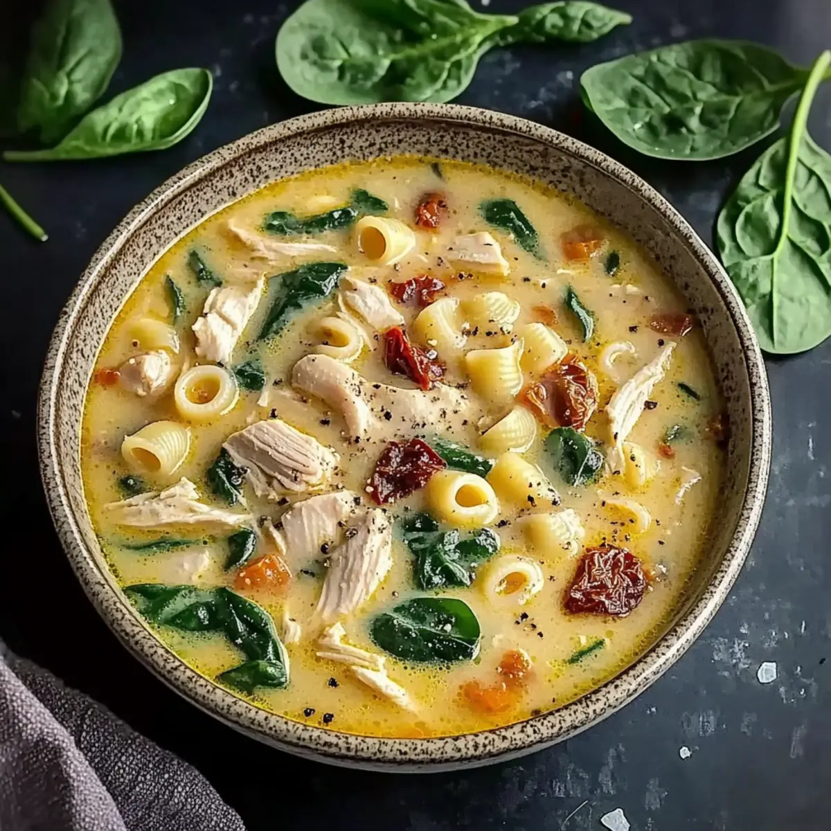 Homemade Marry Me Chicken Soup with Spinach