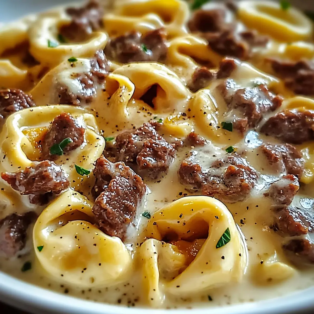 Creamy Provolone Cheesesteak Tortellini