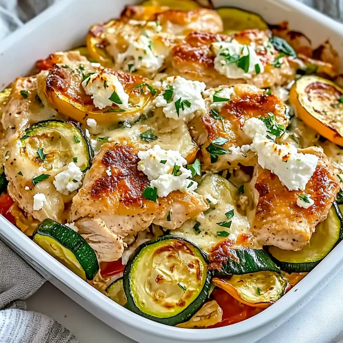 Mediterranean Chicken Zucchini Bake