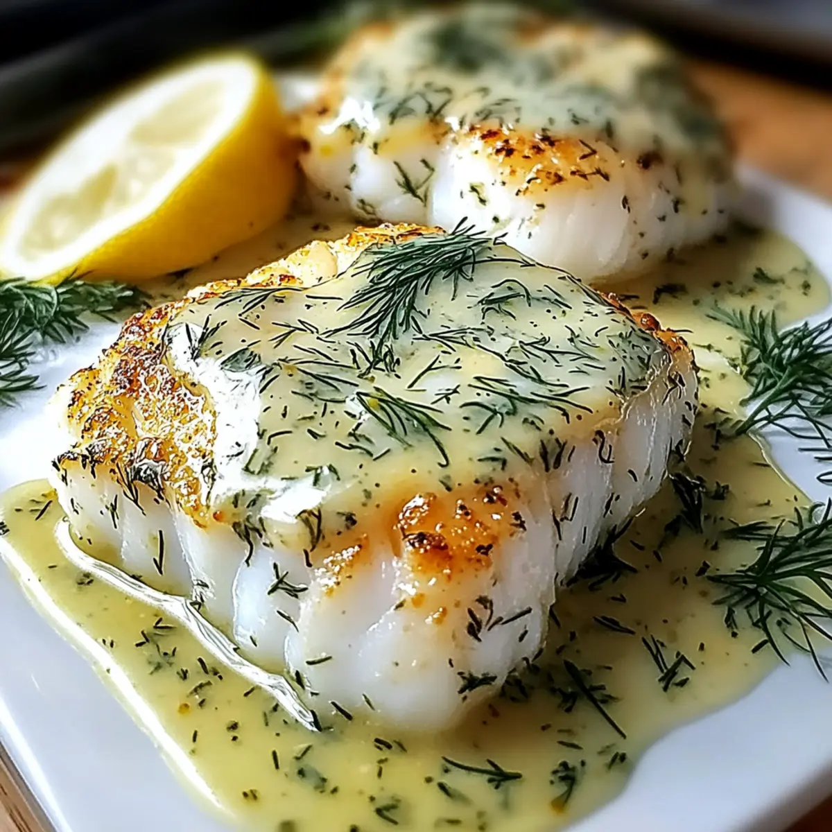 Baked Cod with Lemon Dill Sauce