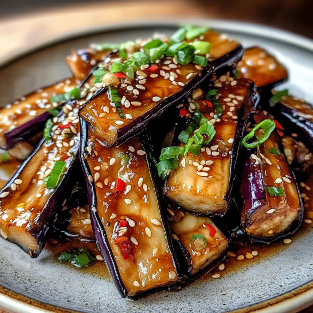 Crispy Eggplant Tossed in Garlic Soy Glaze