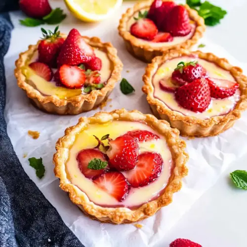 Strawberry Honey Custard Tarts with Lemon Cur