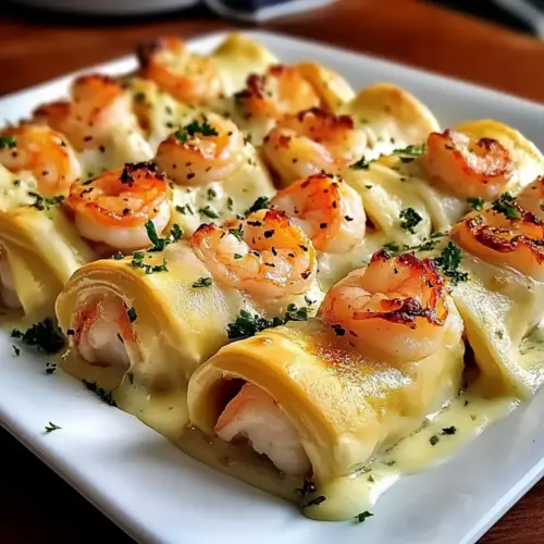 Creamy Garlic Parmesan Shrimp Roll-Ups