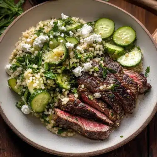 Grilled Skirt Steak with Lemon Herb Couscous Salad